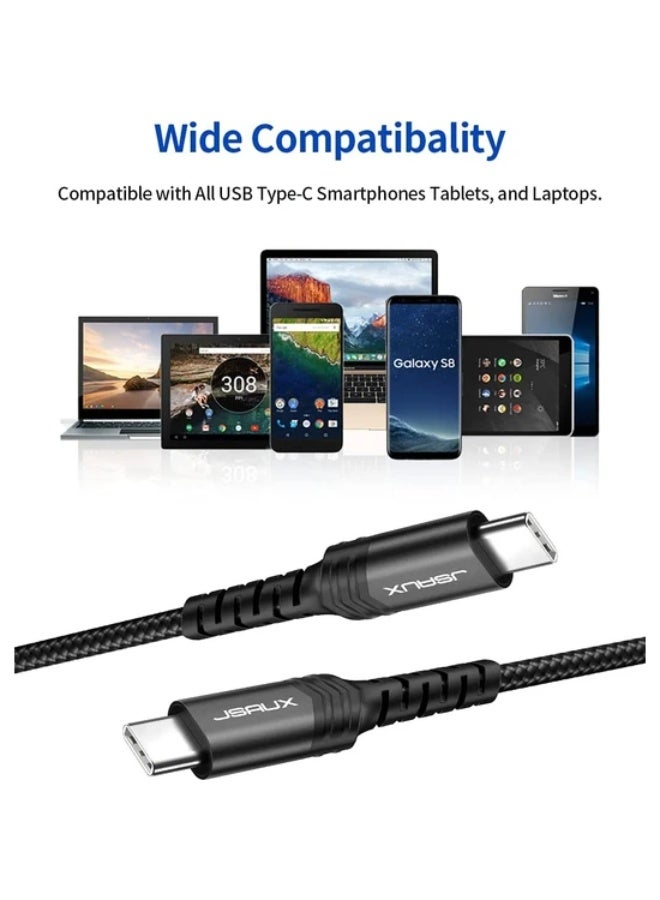 جيسوس كابل سلسلة Flex - كابل USB-C إلى USB-C - كابل مضفر من النايلون المتين سريع الشحن بقدرة 3 أمبير و60 وات، أسود بطول 1 متر - Image 2